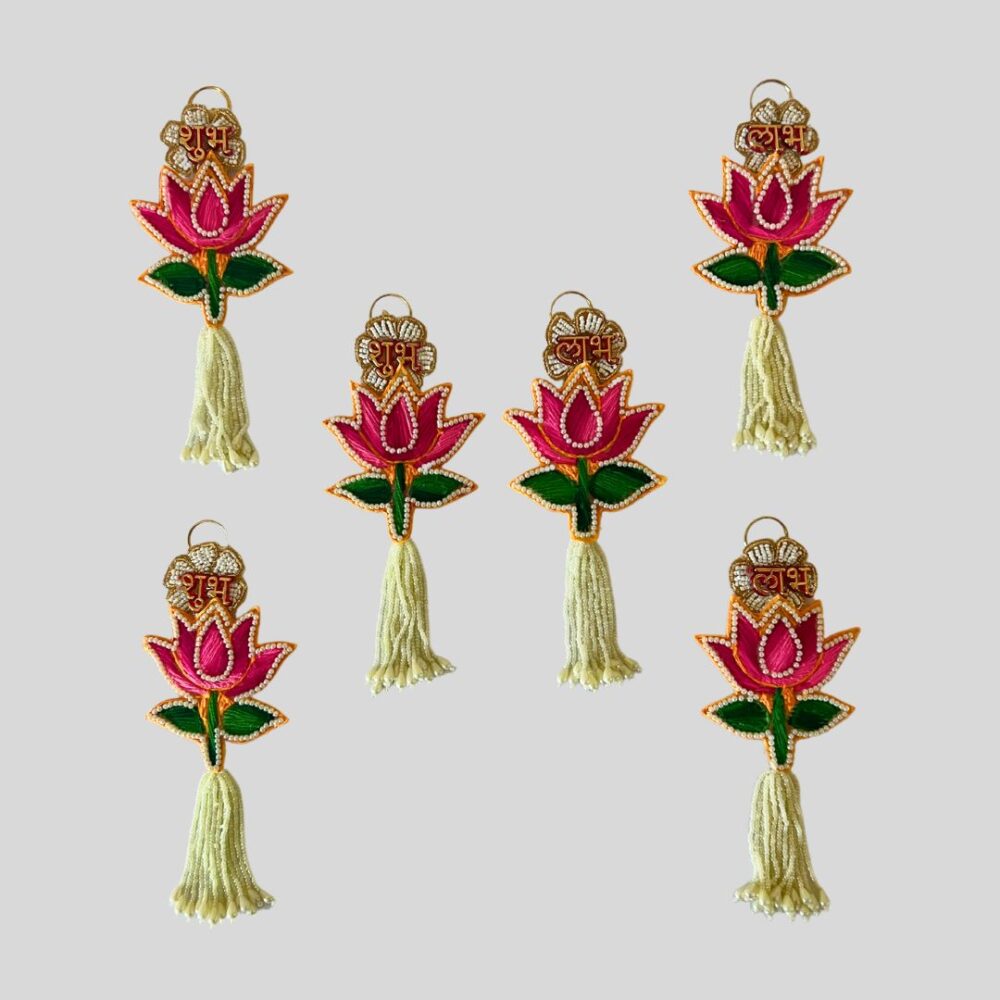 Shubh Labh Door Hanging (8" x 3") | Traditional Indian Home Decor, Diwali Decorations, Festive Favors - GlimHub - Image 2