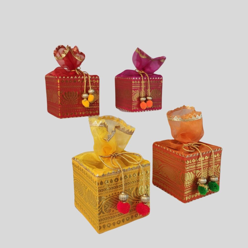 Potli Box - Handmade Elegance, Size 4" x 4" x 4", Vibrant Gotta String - Ideal for Gifting and Special Occasions by GlimHub