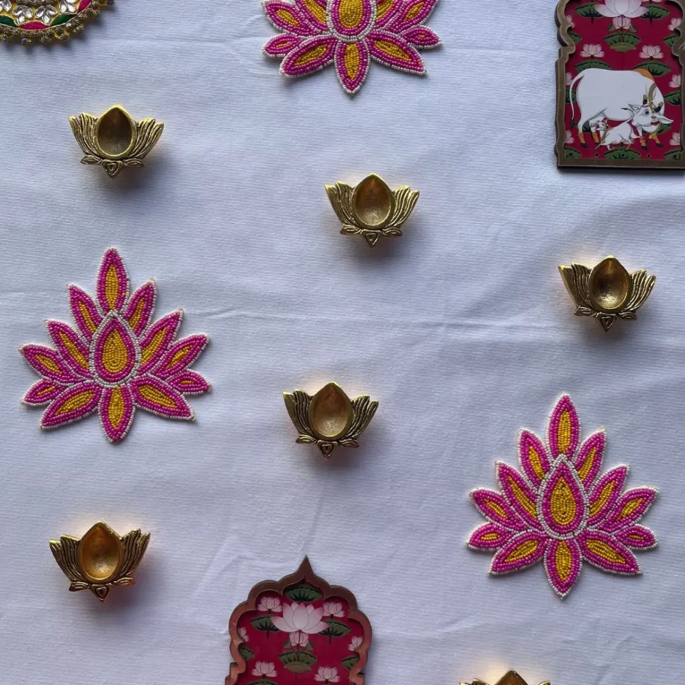 Lotus Metal Diya - 2 Inch x 2 Inch - Divine Radiance Illumination - GlimHub