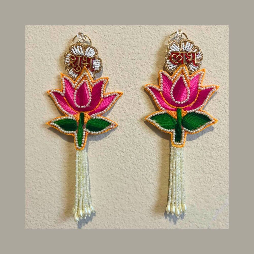 Shubh Labh Door Hanging (8" x 3") | Traditional Indian Home Decor, Diwali Decorations, Festive Favors - GlimHub