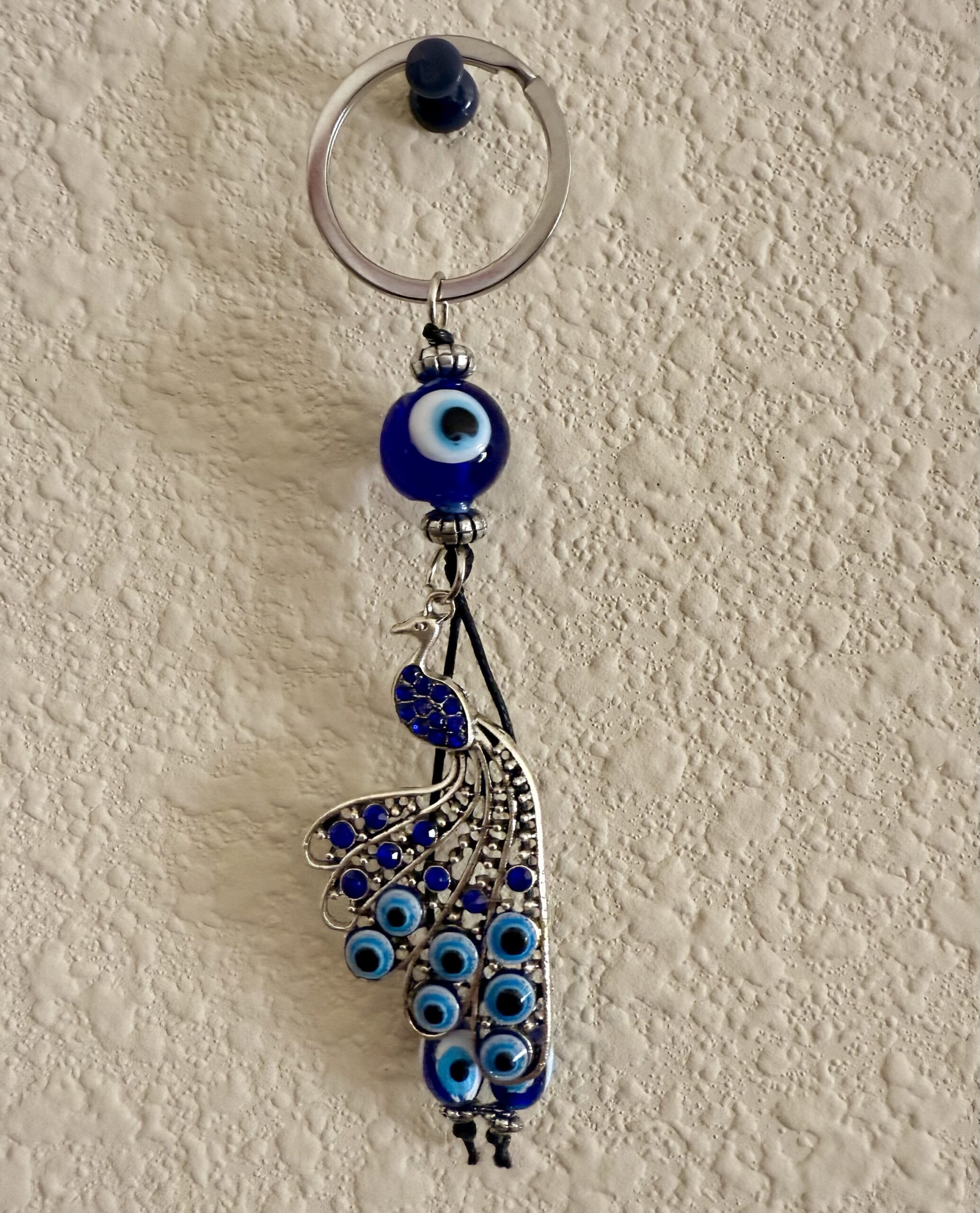 Peacock Evil Eye Keychain – 5” Decorative Keyring for Positivity & Protection - Image 2