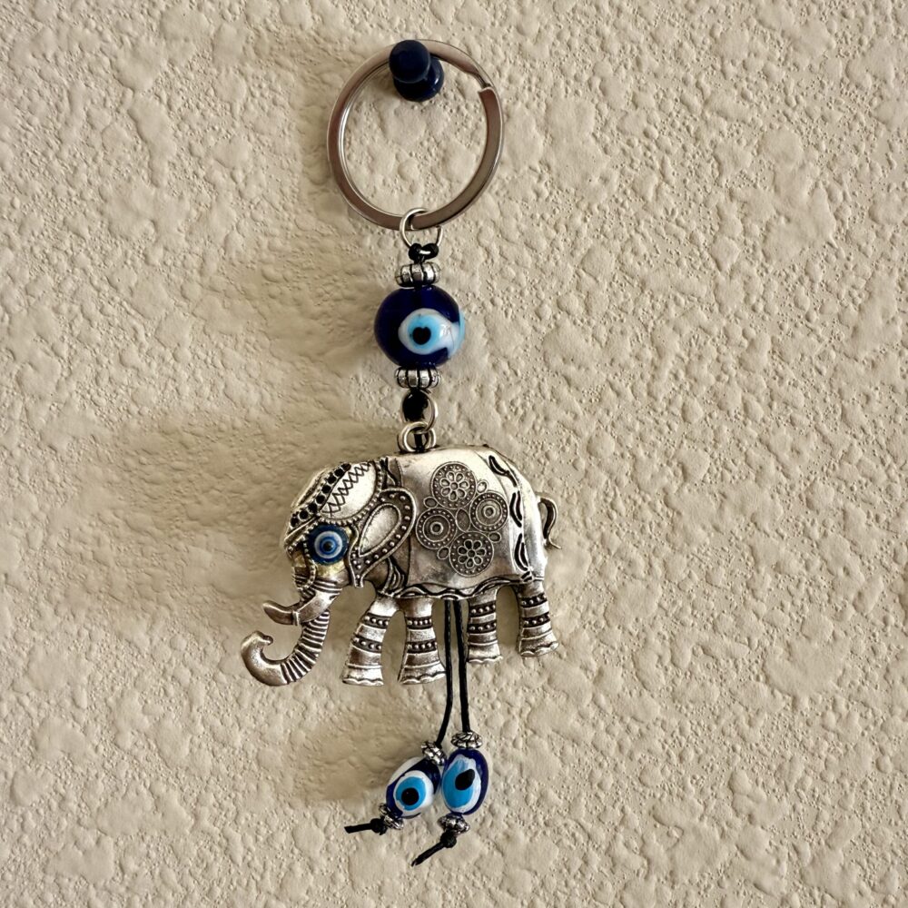 Elephant Evil Eye Keychain – 5” Lucky Charm for Positivity & Protection - Image 2