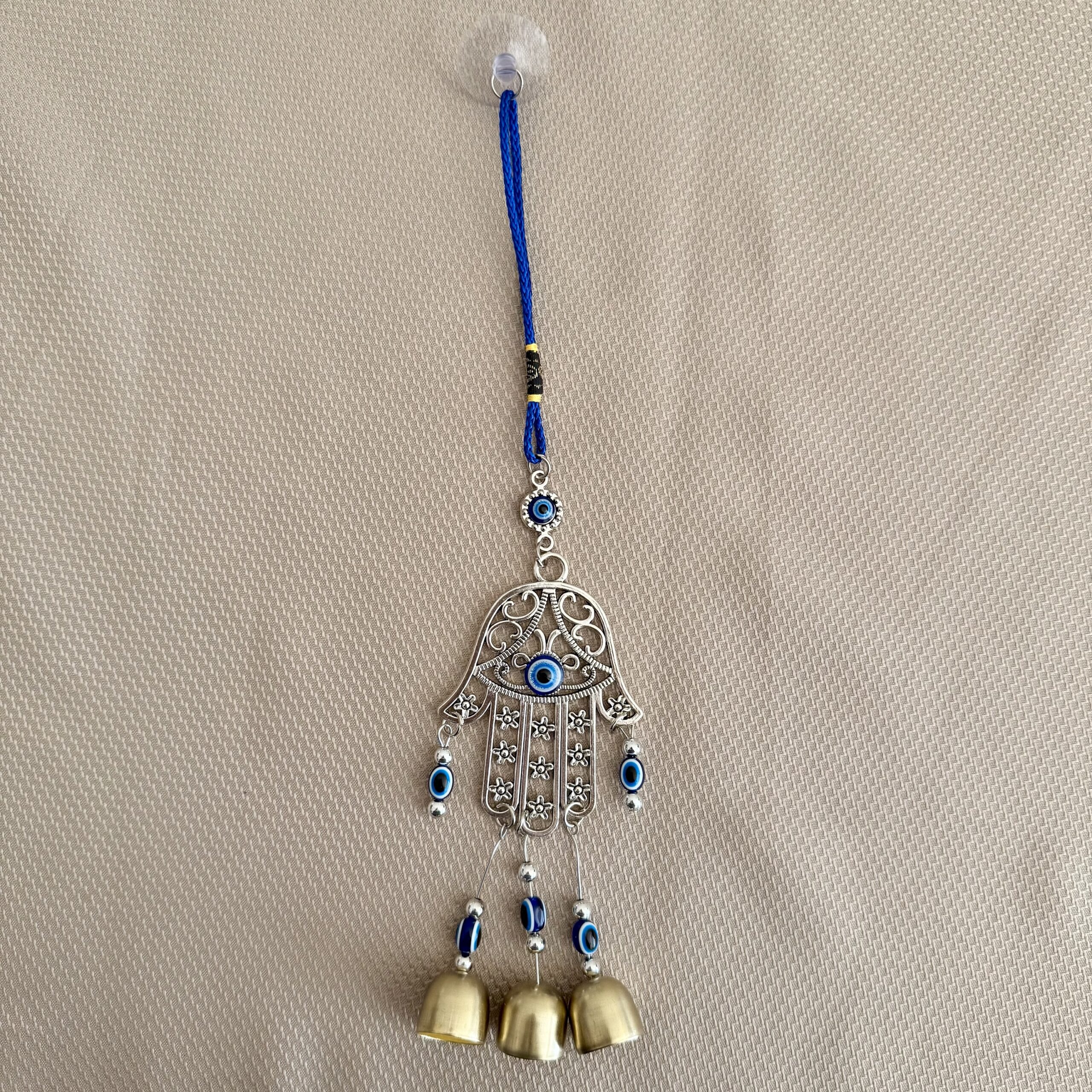 Hamsa Hand Evil Eye Wall Hanging with Bells – 11.5” Spiritual Decor for Protection & Blessings - Image 2