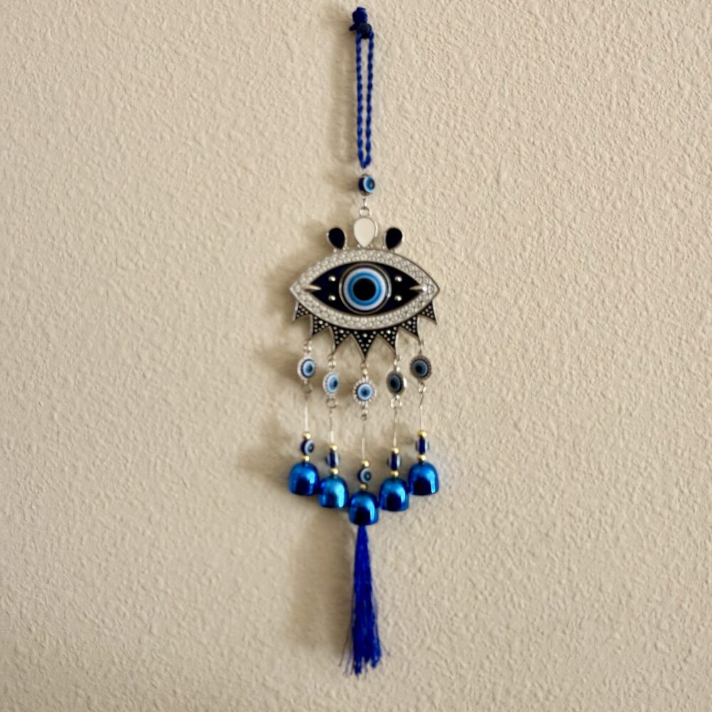Large Evil Eye Wall Hanging with Bells – 16.5” Nazar Protection Decor - Image 2